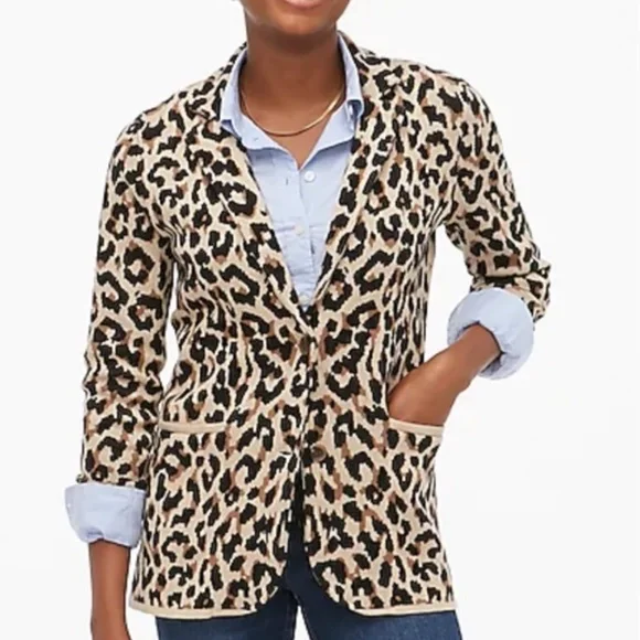 J.CREW Leopard sweater-blazer - Picture 1 of 9